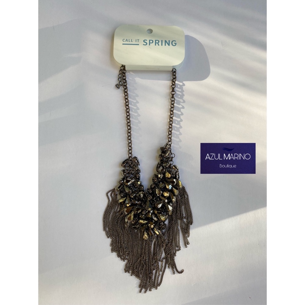 Call It Spring — Villamarina Dark Silver Color Necklace •Collar plateado oscuro•